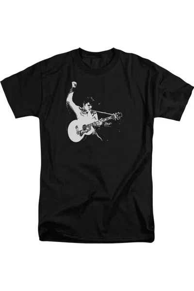 Gildan Elvis Presley Black And White Guitarman Short Sleeve Adult Tall Tee / T-shirt