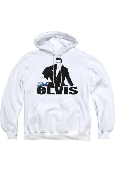 Gildan Elvis Presley Blue Suede Adult Pull Over Hoodie In White