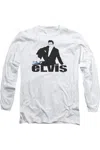 Gildan Elvis Presley Blue Suede Long Sleeve Adult Tee / T-shirt In White