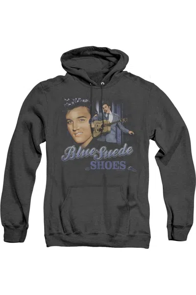 Gildan Elvis Presley Blue Suede Shoes Adult Heather Hoodie In Black