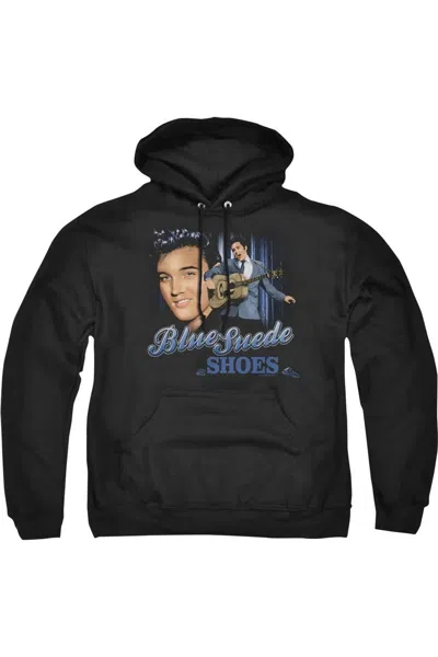 Gildan Elvis Presley Blue Suede Shoes Adult Pull Over Hoodie In Black