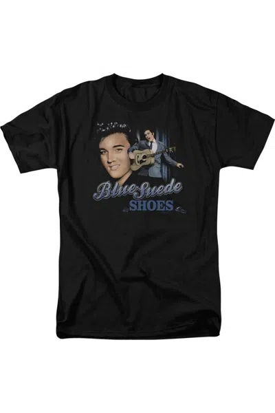 Gildan Elvis Presley Blue Suede Shoes Short Sleeve Adult Tee / T-shirt In Black