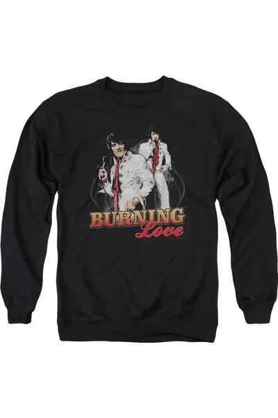 Gildan Elvis Presley Burning Love Adult Crewneck Sweatshirt In Black