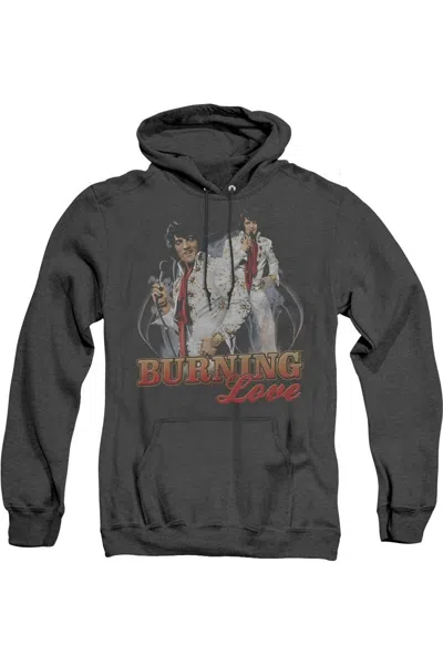 Gildan Elvis Presley Burning Love Adult Heather Hoodie In Black