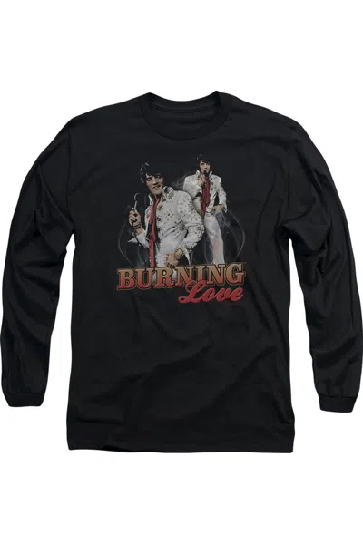 Gildan Elvis Presley Burning Love Long Sleeve Adult Tee / T-shirt In Black