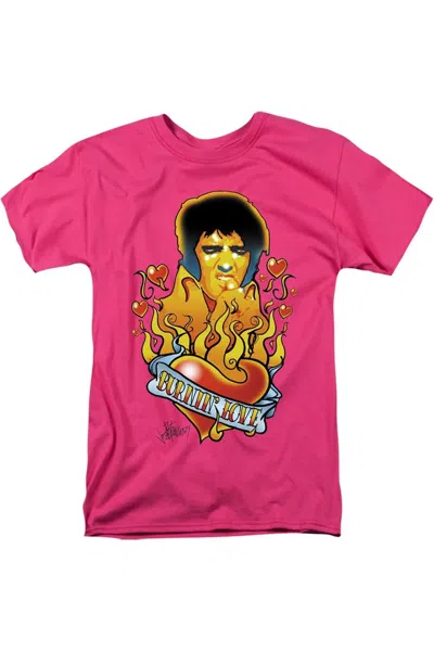Gildan Elvis Presley Burning Love Short Sleeve Adult Tee / T-shirt In Pink