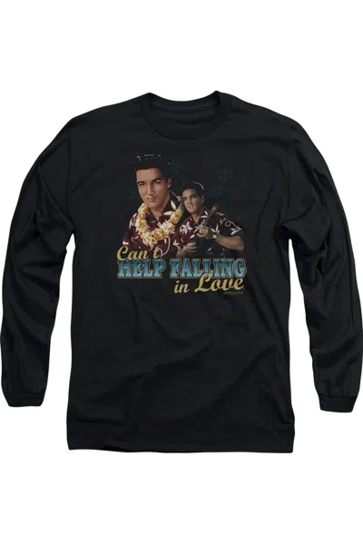 Gildan Elvis Presley Cant Help Falling Long Sleeve Adult Tee / T-shirt In Black