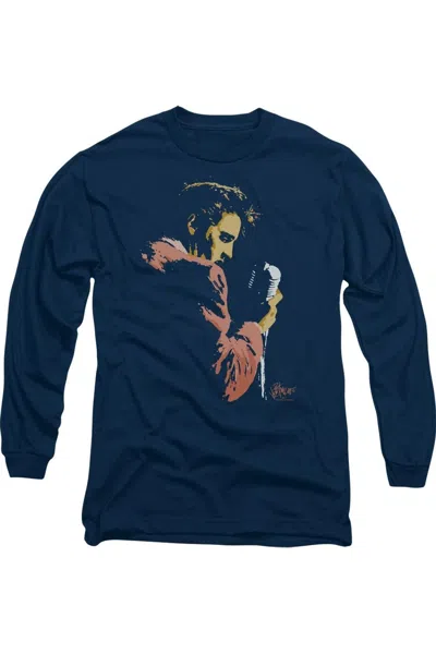 Gildan Elvis Presley Early Elvis Long Sleeve Adult Tee / T-shirt In Blue
