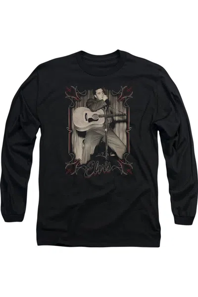 Gildan Elvis Presley Elvis Pinstripes Long Sleeve Adult Tee / T-shirt In Black