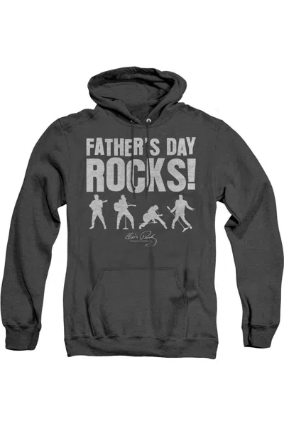 Gildan Elvis Presley Fathers Day Rocks Adult Heather Hoodie In Black