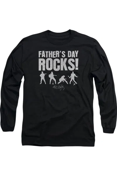Gildan Elvis Presley Fathers Day Rocks Long Sleeve Adult Tee / T-shirt In Black