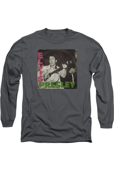 Gildan Elvis Presley First Lp Long Sleeve Adult Tee / T-shirt In Pink