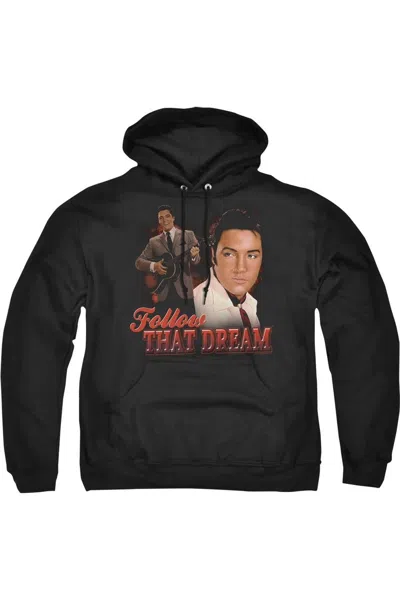 Gildan Elvis Presley Follow That Dream Adult Pull Over Hoodie In Black