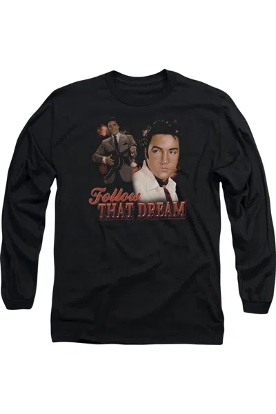 Gildan Elvis Presley Follow That Dream Long Sleeve Adult Tee / T-shirt In Black