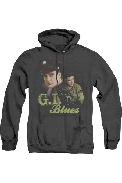 Gildan Elvis Presley G I Blues Adult Heather Hoodie In Black