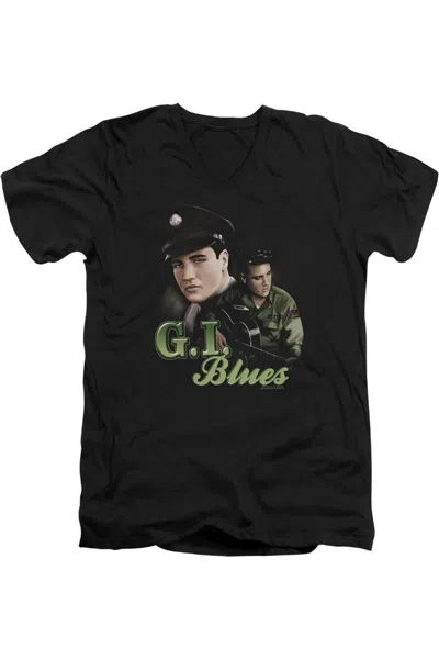 Gildan Elvis Presley G I Blues Short Sleeve Adult V Neck T-shirt In Black