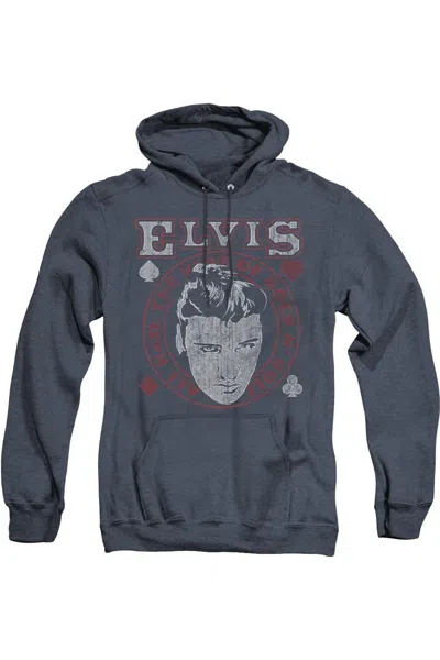 Gildan Elvis Presley Hail The King Adult Heather Hoodie In Blue