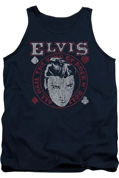 Gildan Elvis Presley Hail The King Adult Tank In Blue