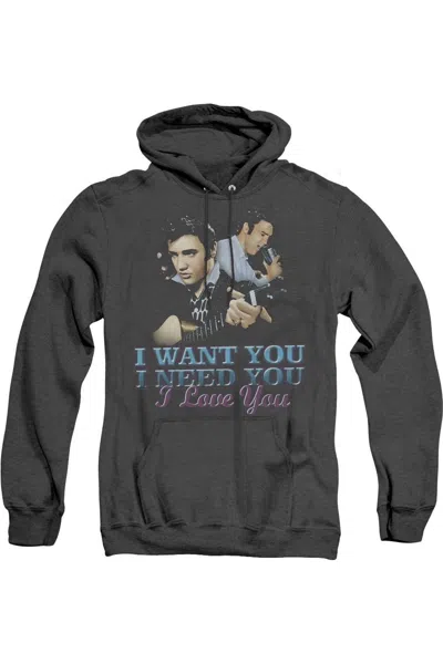Gildan Elvis Presley I Want You Adult Heather Hoodie In Black