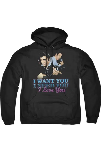 Gildan Elvis Presley I Want You Adult Pull Over Hoodie In Black