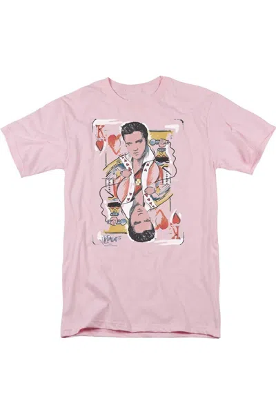 Gildan Elvis Presley King Of Hearts Short Sleeve Adult Tee / T-shirt In Pink