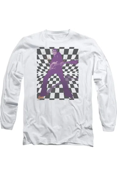 Gildan Elvis Presley Lets Rock Long Sleeve Adult Tee / T-shirt In White