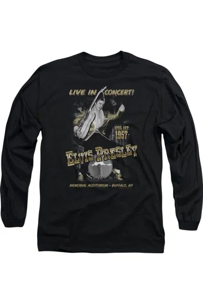 Gildan Elvis Presley Live In Buffalo Long Sleeve Adult Tee / T-shirt In Black