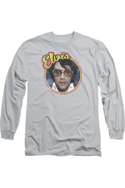 Gildan Elvis Presley Matchbox Elvis Long Sleeve Adult Tee / T-shirt In Silver