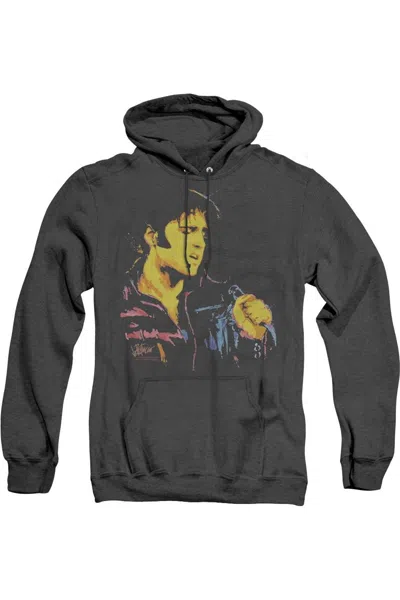 Gildan Elvis Presley Neon Elvis Adult Heather Hoodie In Black