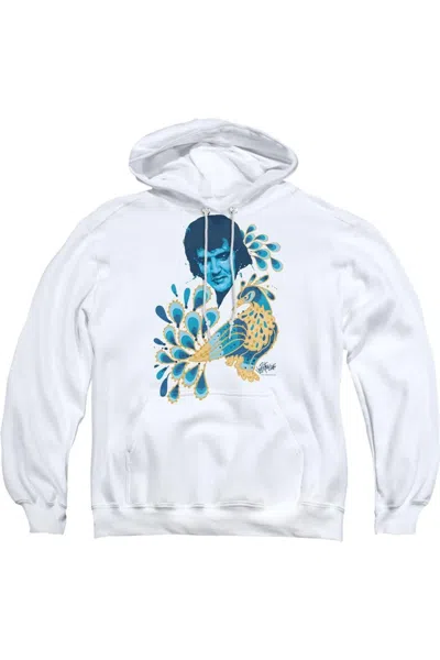 Gildan Elvis Presley Peacock Adult Pull Over Hoodie In White
