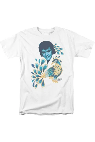 Gildan Elvis Presley Peacock Short Sleeve Adult Tee / T-shirt In White