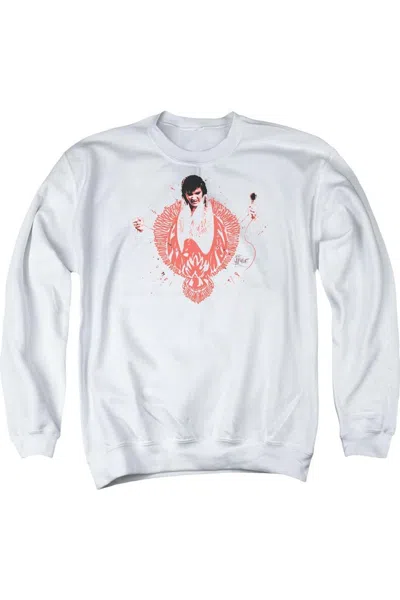 Gildan Elvis Presley Red Pheonix Adult Crewneck Sweatshirt In White