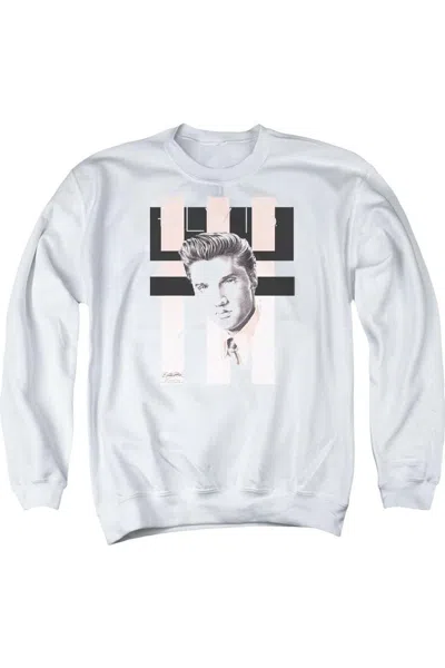Gildan Elvis Presley Retro Adult Crewneck Sweatshirt In White