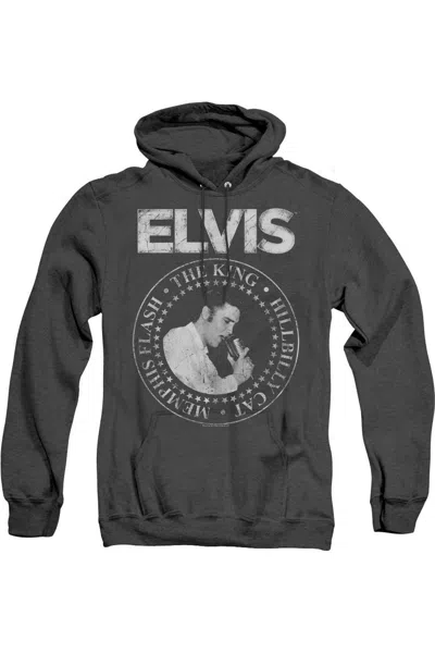 Gildan Elvis Presley Rock King Adult Heather Hoodie In Black