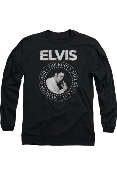 Gildan Elvis Presley Rock King Long Sleeve Adult Tee / T-shirt In Black