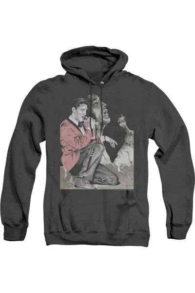 Gildan Elvis Presley Rock N Rollong Sleevemoke Adult Heather Hoodie In Black