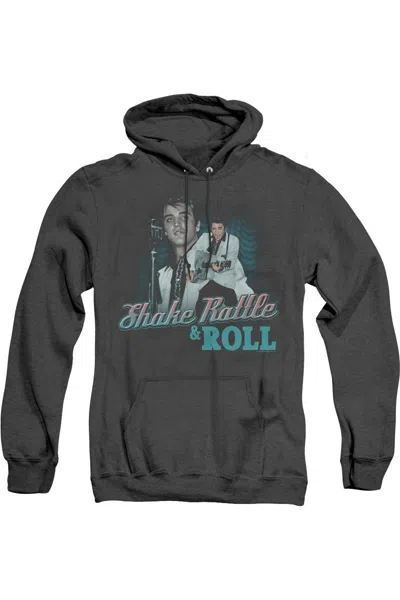 Gildan Elvis Presley Shake Rattle & Roll Adult Heather Hoodie In Black