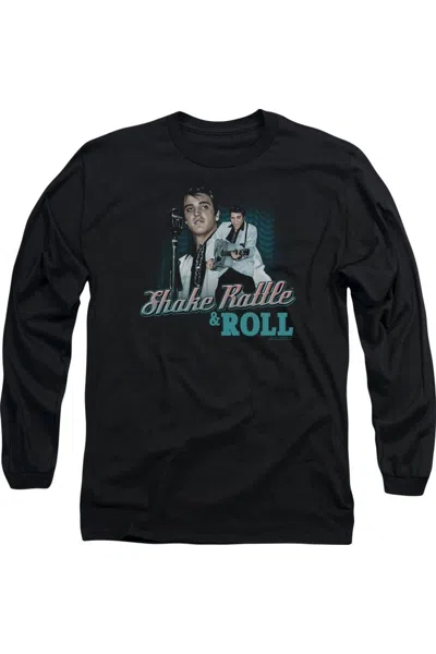 Gildan Elvis Presley Shake Rattle & Roll Long Sleeve Adult Tee / T-shirt In Black