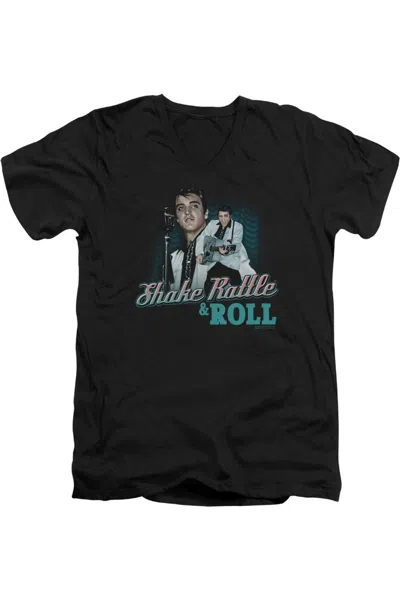 Gildan Elvis Presley Shake Rattle & Roll Short Sleeve Adult V Neck T-shirt In Black