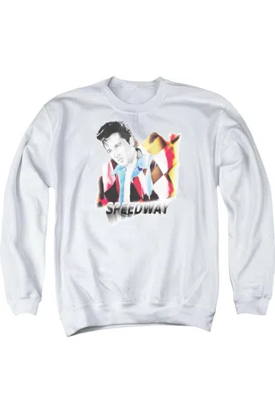 Gildan Elvis Presley Speedway Adult Crewneck Sweatshirt In White