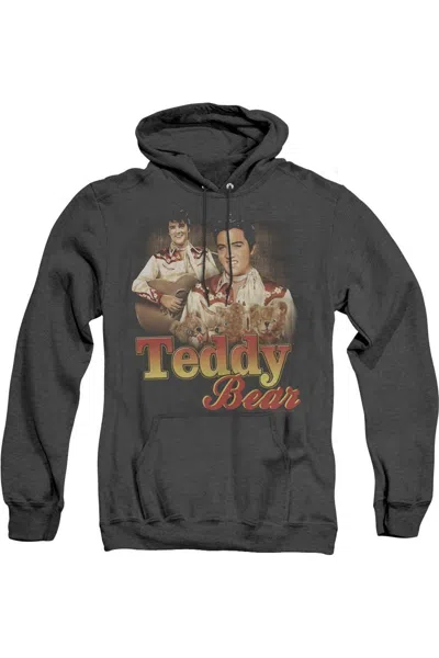 Gildan Elvis Presley Teddy Bear Adult Heather Hoodie In Black
