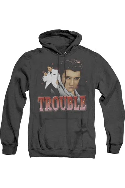 Gildan Elvis Presley Trouble Adult Heather Hoodie In Black