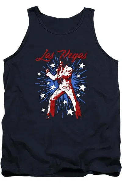 Gildan Elvis Presley Vegashort Sleeveuperstar Adult Tank In Blue