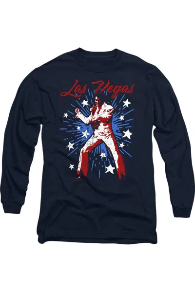 Gildan Elvis Presley Vegashort Sleeveuperstar Long Sleeve Adult Tee / T-shirt In Blue