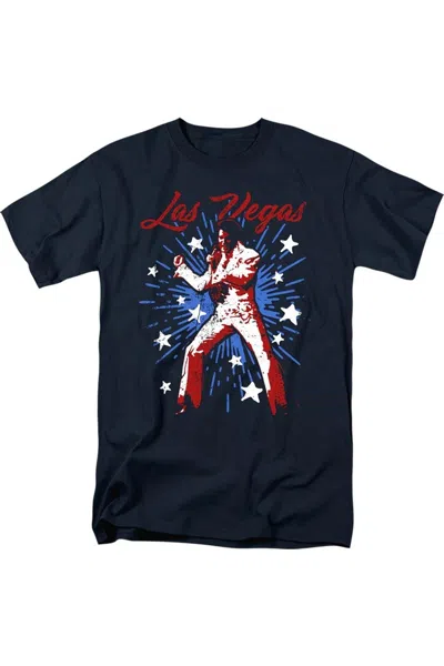 Gildan Elvis Presley Vegashort Sleeveuperstar Short Sleeve Adult Tee / T-shirt In Blue