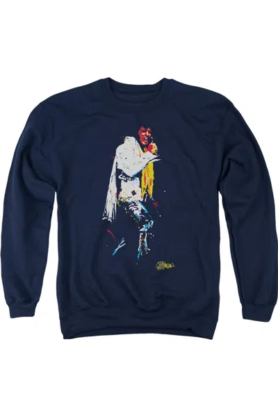 Gildan Elvis Presley Yellow Scarf Adult Crewneck Sweatshirt In Blue