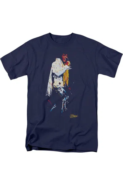 Gildan Elvis Presley Yellow Scarf Short Sleeve Adult Tee / T-shirt In Blue