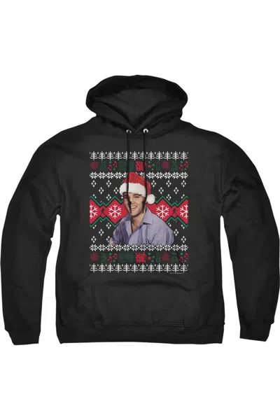 Gildan Elvis Ugly Christmashort Sleeveweater Adult Pull Over Hoodie In Black