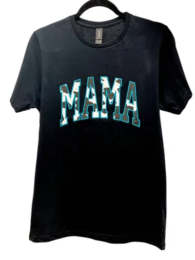 Gildan Embroidered Mama Graphic Tee Top In Black