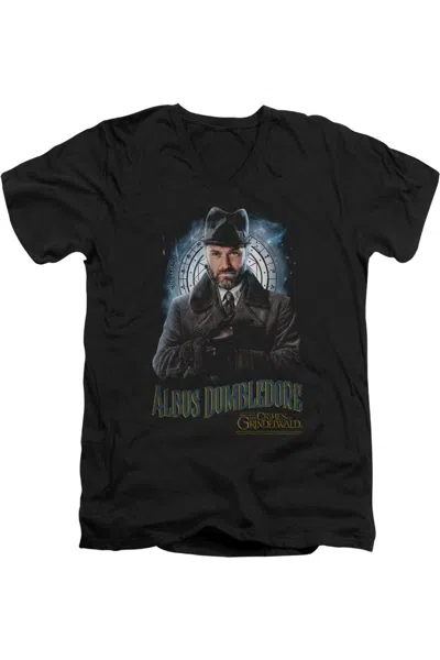 Gildan Fantastic Beasts 2 Dumbledore Short Sleeve Adult V Neck Premium Cotton Tee / T-shirt In Black